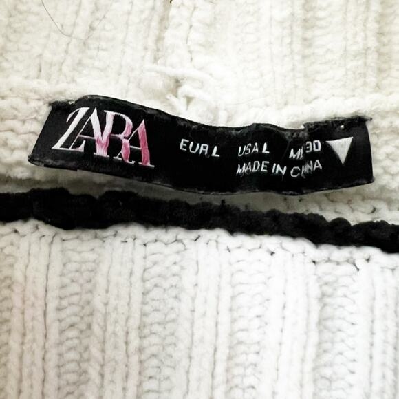 Zara Striped Mock Neck Cropped Sweater Size Large - Picture 4 of 4